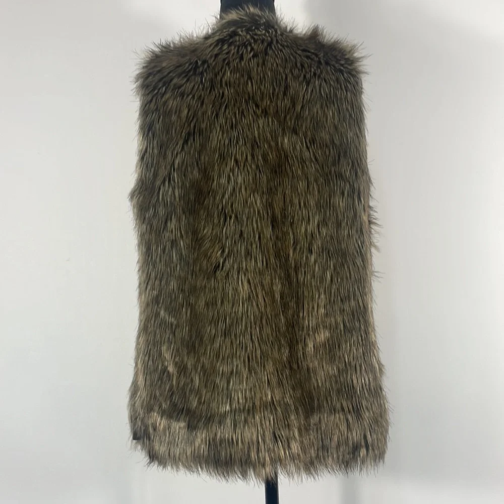 Miss London, Retro Faux Fur Vest, Size Medium, brown, Vintage look - Picture 3 of 11